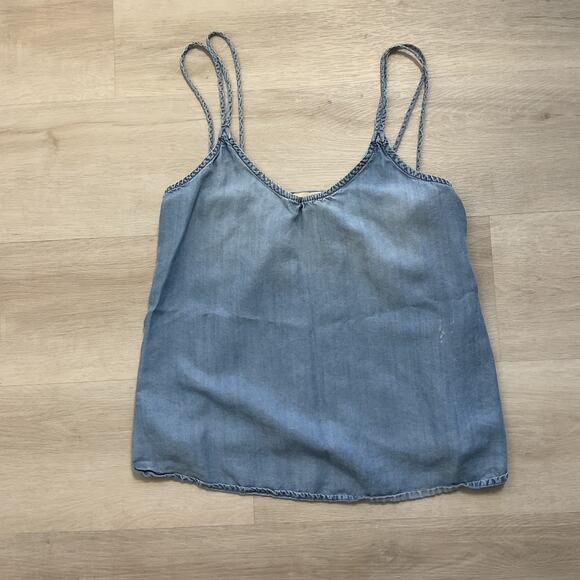 Cloth and Stone Womens Light Denim Crop Top Made in USA Small C1128 - Picture 1 of 7